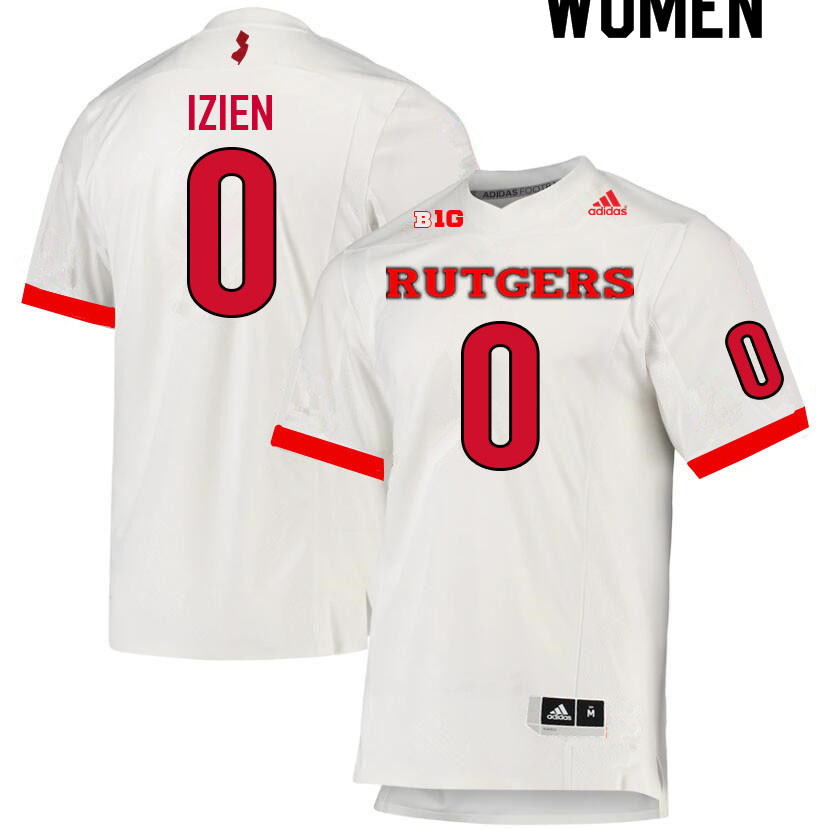 Women #0 Christian Izien Rutgers Scarlet Knights College Football Jerseys Sale-White - Click Image to Close